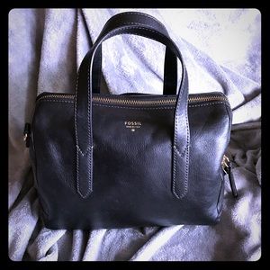 Fossil Sydney Satchel in black, carried once